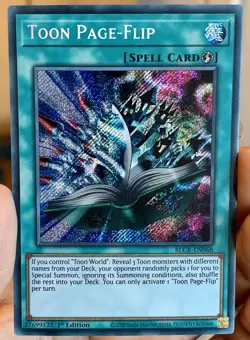 Yugioh *Euro Print* Toon Page Flip BLCR-EN068 Secret Rare 1st Ed NM w/Tracking - Image 1