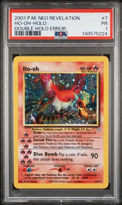 2001 POKEMON NEO REVELATION DOUBLE HOLO ERR #7 HO-OH-HOLO PSA 1 - Image 1
