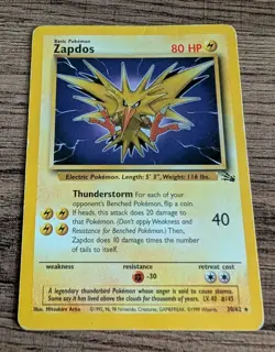 Zapdos 30/62 Fossil Regular HP Vintage Pokemon - Image 1