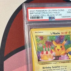 Pokemon TCG - Birthday Pikachu 24/53 Celebrations Holo Black Star PSA - Image 3
