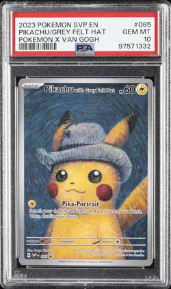2023 POKEMON SVP EN-SV BLACK STAR PROMO #085 PIKACHU WITH GREY FELT HAT PSA 10 - Image 1