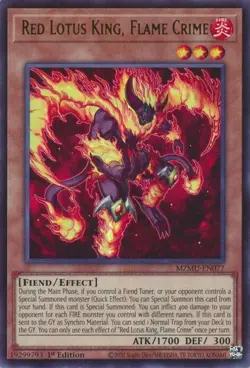 x1 Red Lotus King, Flame Crime - MZMU-EN077 - Ultra Rare - 1st Edition Yu-Gi-Oh! - Image 1