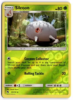 Pokemon TCG Silcoon 25/214 SM - Lost Thunder Uncommon Reverse Holo - Image 1