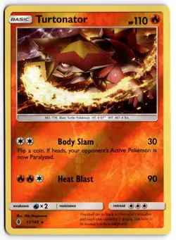 Pokemon TCG Turtonator 17/145 SM - Guardians Rising Rare Reverse Holo - Image 1