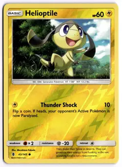 Pokemon TCG Helioptile 43/145 SM - Guardians Rising Common Reverse Holo - Image 1