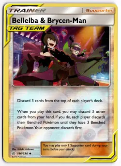Pokemon TCG Bellelba & Brycen-Man 186/236 SM - Cosmic Eclipse Reverse H - Image 1