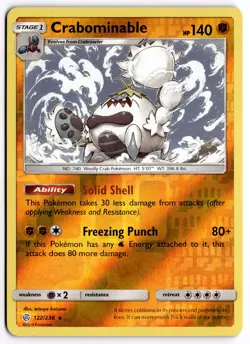 Pokemon TCG Crabominable 122/236 SM - Cosmic Eclipse Rare Reverse Holo - Image 1
