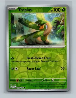 Tropius 007/198 Reverse Holo Scarlet & Violet Base Set Pokemon Card LP-NM - Image 1