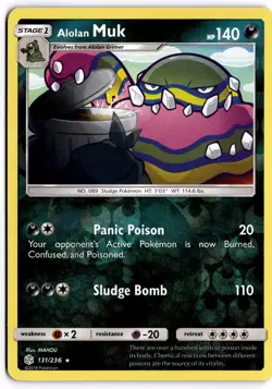 Pokemon TCG Alolan Muk 131/236 SM - Cosmic Eclipse Rare Reverse Holo - Image 1
