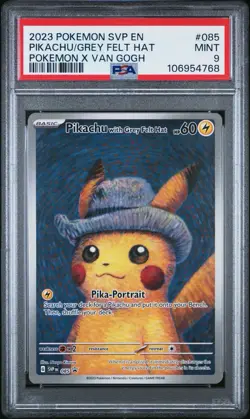 PSA 9 Van Gogh x Pikachu with Grey Felt Hat SVP EN 085 Black Star Pokemon Card - Image 1