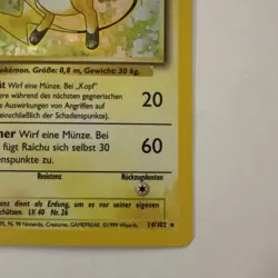 Raichu 014/102 Base Set 1st Edition Holo GERMAN LANGUAGE CARD! LP - Image 4