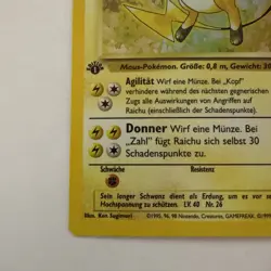 Raichu 014/102 Base Set 1st Edition Holo GERMAN LANGUAGE CARD! LP - Image 5