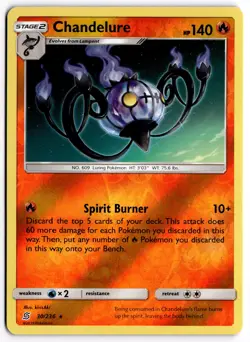 Pokemon TCG Chandelure 30/236 SM - Unified Minds Holo Rare Reverse Holo - Image 1