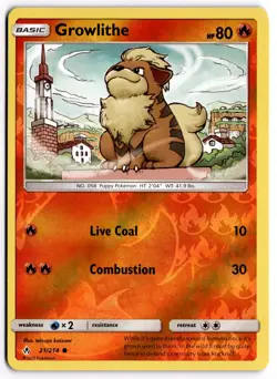 Pokemon TCG Growlithe 21/214 SM - Unbroken Bonds Common Reverse Holo - Image 1
