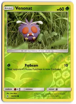 Pokemon TCG Venonat 10/214 SM - Unbroken Bonds Common Reverse Holo - Image 1