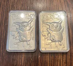 (2)Pokemon Pikachu 23k Gold Plated Trading Card 1999 Burger King W/ Cases READ - Image 1