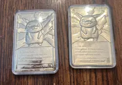 (2)Pokemon Pikachu 23k Gold Plated Trading Card 1999 Burger King W/ Cases READ - Image 2