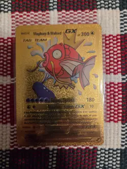 Pokemon Magikarp & Wailord Tag Team Gold Foil Fan Art Collector Card - 300 HP - Image 1