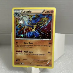 Pokemon Lucario Promo Holo Stage 1 100 HP XY140 XY Mach Claw Bone Rush Card - Image 1