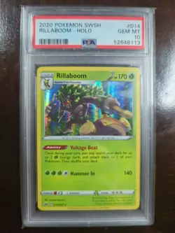 2020 Pokemon SWSH #014 Rillaboom Holo PSA 10 - Image 1