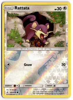 Pokemon TCG Rattata 143/214 SM - Unbroken Bonds Common Reverse Holo - Image 1