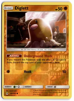 Pokemon TCG Diglett 85/214 SM - Unbroken Bonds Common Reverse Holo - Image 1