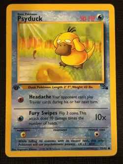 1999 POKEMON FOSSIL 1ST EDITION PSYDUCK 53/62 COMMON NON HOLO - Image 1