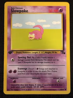 1999 POKEMON FOSSIL 1ST EDITION SLOWPOKE 55/62 COMMON NON HOLO - Image 1