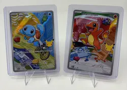 👀 Pokemon First Partner Illustration Series 1 Squirtle Charmander NM Promo - Image 1