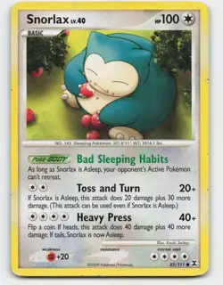 2009 Pokemon, Rising Rivals, #81/111 Snorlax, Common (c) - Image 1