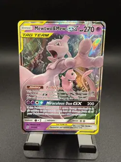 Pokemon Mewtwo & Mew GX Ultra Rare Holo SM - Unified Minds 2019 71/236 LP+ - Image 1