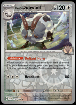 Hop's Dubwool 136/159 SV09: Journey Together Rare Reverse Holo LP Pokemon TCG - Image 1