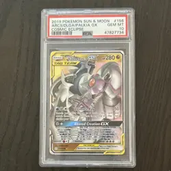 2019 Pokemon Cosmic Eclipse Arceus Dialga Palkia GX 156/236 Holo PSA 10 - Image 3