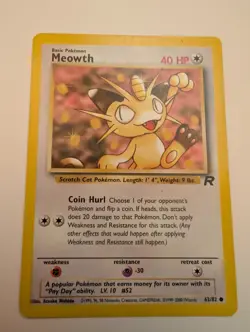 Meowth 62/82 Team Rocket Regular WOTC Vintage Pokemon TCG Moderately Played - Image 1