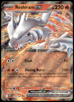 Reshiram ex 020/086 SV: White Flare Double Rare Holo NM Pokemon TCG - Image 1