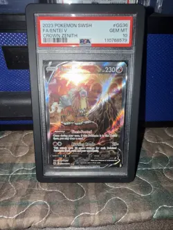 2023 Pokemon Entei v GG36 Crown Zenith Holo Full Art SWSH PSA 10 Gem Mint - Image 1