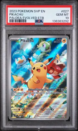 2023 POKEMON SVP EN-SV BLACK STAR PROMO #027 PIKACHU PSA 10 - Image 1