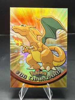 Pokemon 1999 Topps #06 Charizard Holo Foil TV Animation Series 1 Black Logo - Image 2