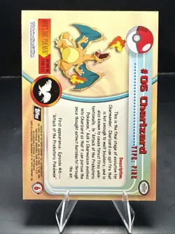 Pokemon 1999 Topps #06 Charizard Holo Foil TV Animation Series 1 Black Logo - Image 3