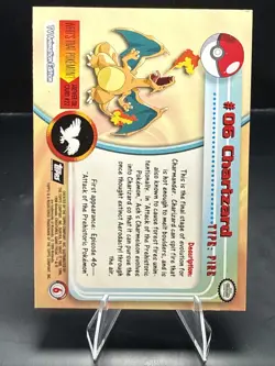 Pokemon 1999 Topps #06 Charizard Holo Foil TV Animation Series 1 Black Logo - Image 4