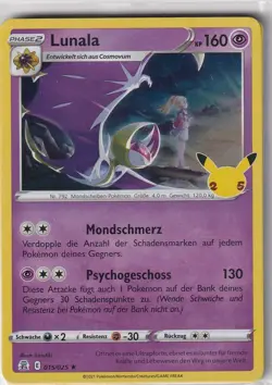 Pokemon Card Game 25Th Anniversary Celebrations No. 15/25 Lunala Holo German - Image 1