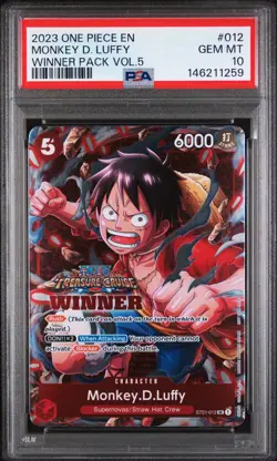 #3 2023 One Piece EN Winner Pack Vol.5 #012 Monkey D. Luffy PSA 10 GEM MINT - Image 1