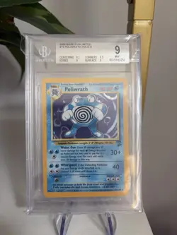 Pokemon TCG Poliwrath Holo Rare Base Set 2 15/130 Beckett 9 - Image 1