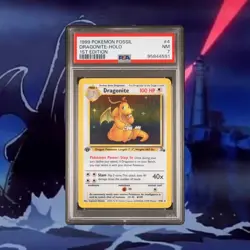 Pokemon Fossil Dragonite Holo 1st Edition 4/62 PSA 7 - Image 1
