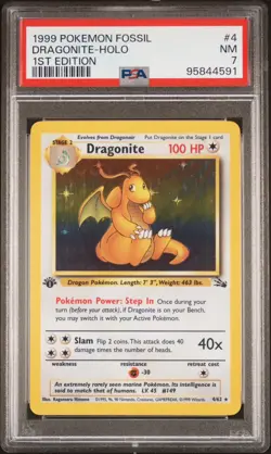 Pokemon Fossil Dragonite Holo 1st Edition 4/62 PSA 7 - Image 2