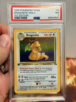 Pokemon Fossil Dragonite Holo 1st Edition 4/62 PSA 7 - Image 5
