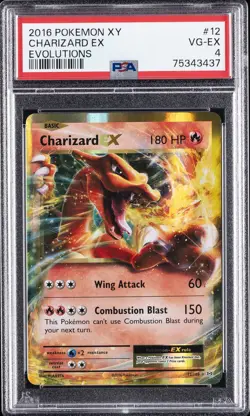 2016 POKEMON XY EVOLUTIONS #12 CHARIZARD EX PSA 4 - Image 1
