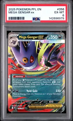 2025 POKEMON PFL EN-PHANTASMAL FLAMES #056 MEGA GENGAR EX PSA 6 - Image 1