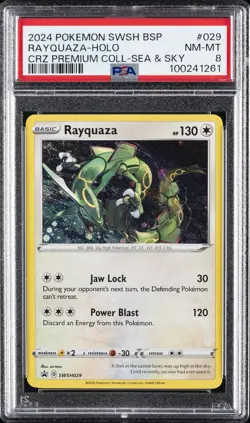 2024 POKEMON SWSH BLACK STAR PROMO #029 RAYQUAZA-HOLO PSA 8 - Image 1