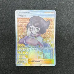 FULL ART Wicke ULTRA RARE Pokemon 147/147 SM Burning Shadows Holo Supporter - LP - Image 1